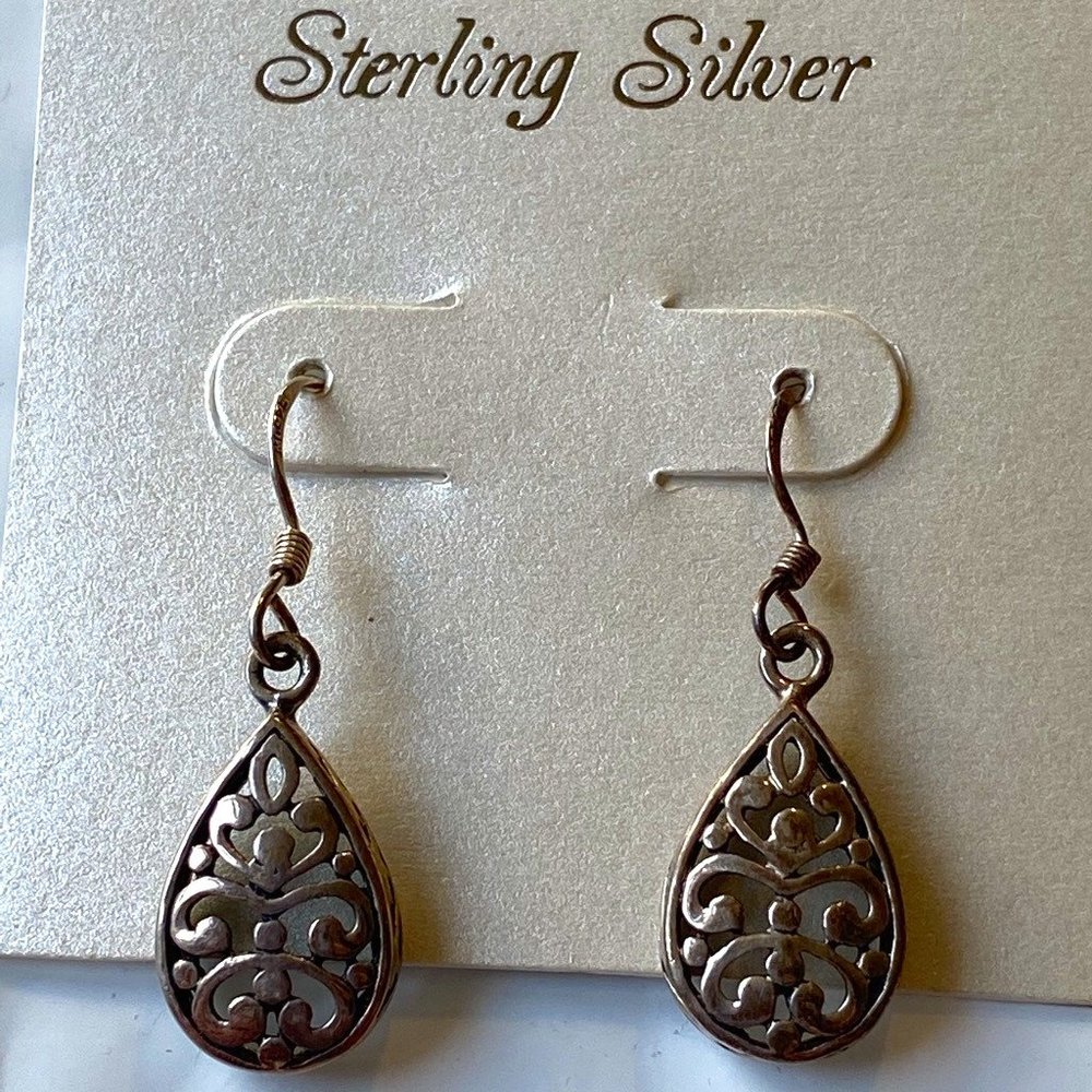 Sterling Silver Filigree Drop Earrings  NEW
